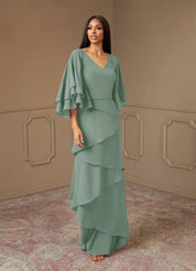 Augday OHara A-Line V-Neck Chiffon Dress