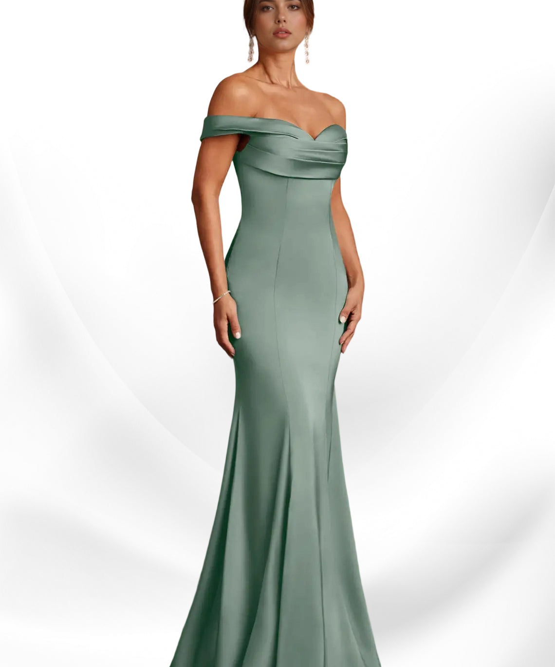 Augday  Mermaid Off the Shoulder Stretch Satin Dress