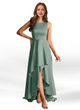 Augday Niles A-Line Trains Stretch Satin Dress