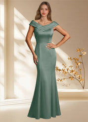 Augday Aberdeen Sheath Pleated Stretch Satin Dress