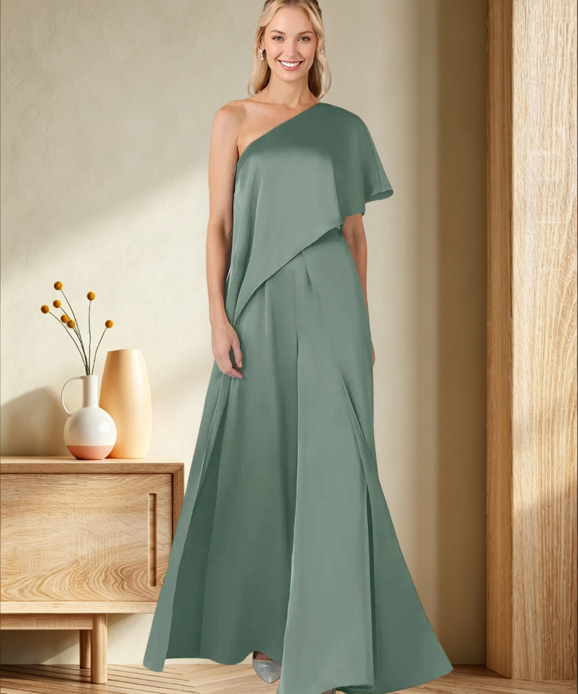 Pantsuit Stretch Satin Dress