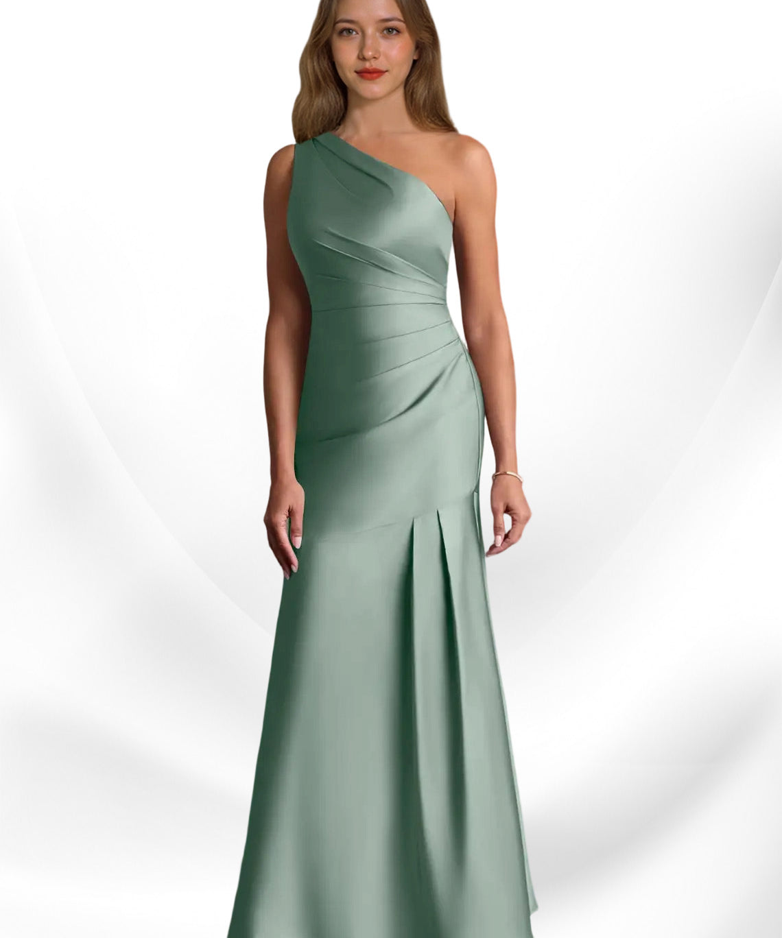 Augday Haifa Mermaid One Shoulder Stretch Satin Dress