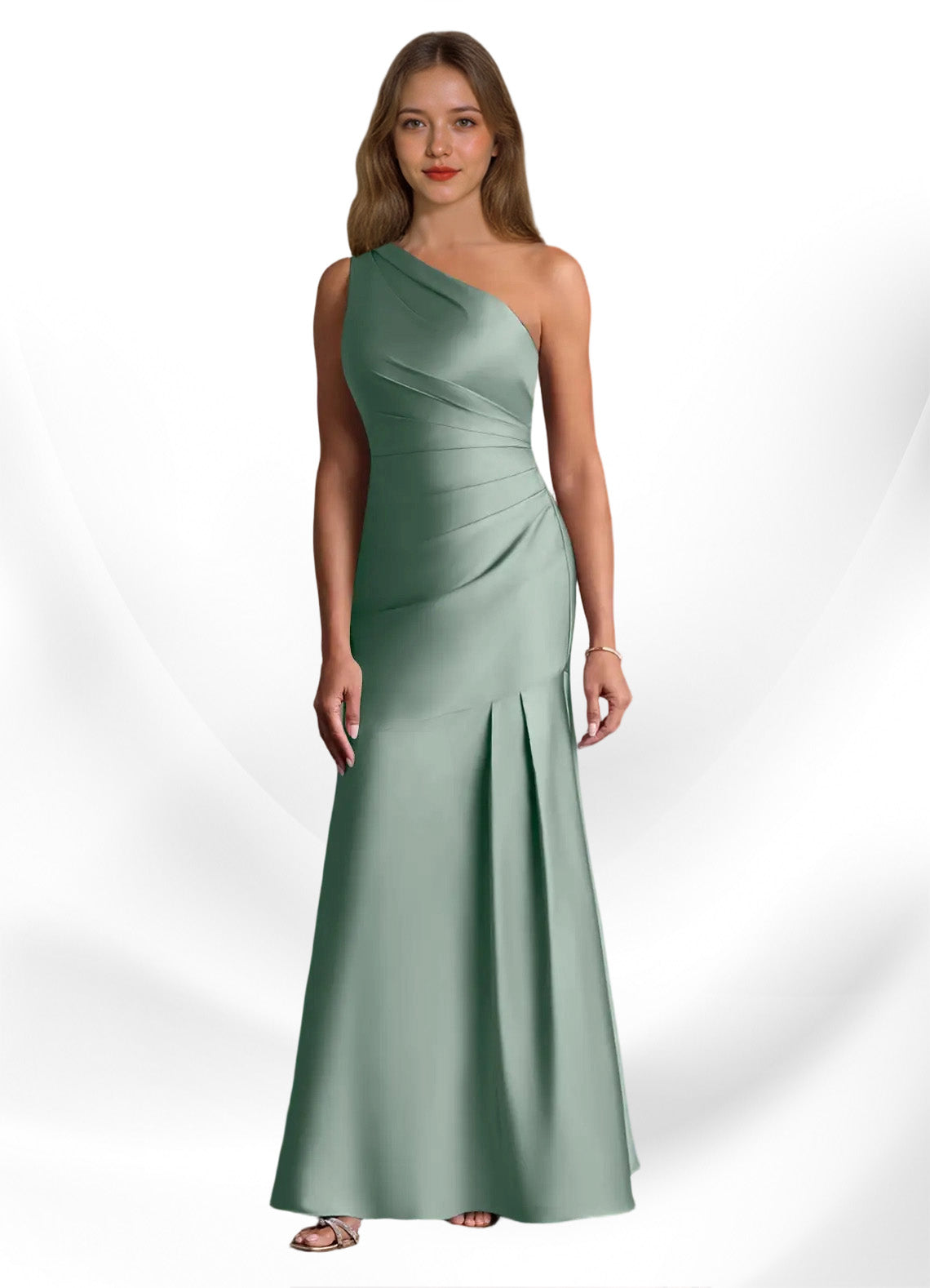 Augday Haifa Mermaid One Shoulder Stretch Satin Dress