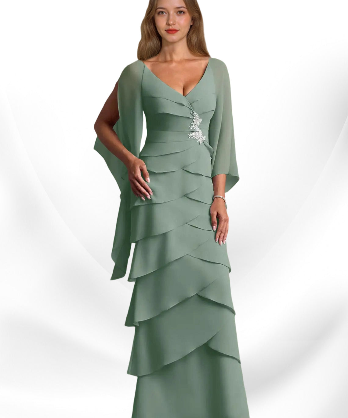 Augday Arabinda Sheath Ruched Chiffon Dress