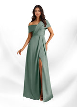 Augday Milton A-Line Pleated Stretch Satin Dress