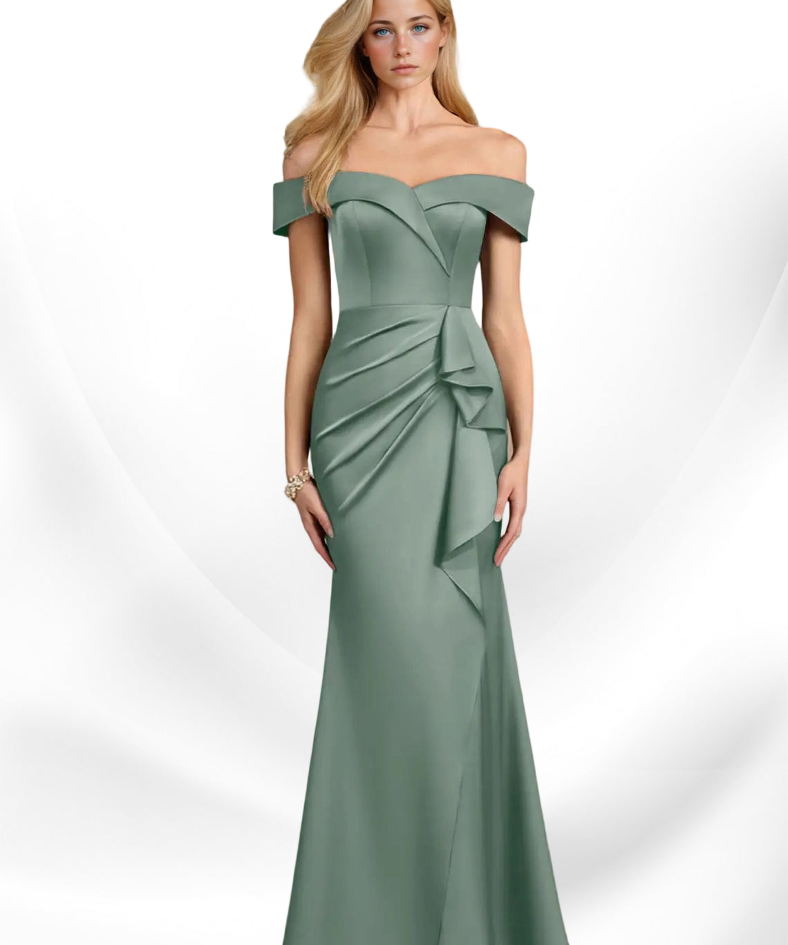 Augday Laredo Mermaid Off the Shoulder Stretch Satin Dress