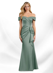 Augday Laredo Mermaid Off the Shoulder Stretch Satin Dress