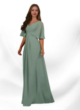 Augday Oksana A-Line V-Neck Pleated Chiffon Dress