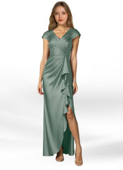 Augday Anderson A-Line Pleated Stretch Satin Dress