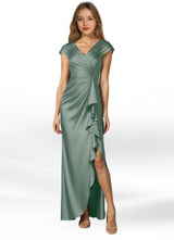 Augday Anderson A-Line Pleated Stretch Satin Dress