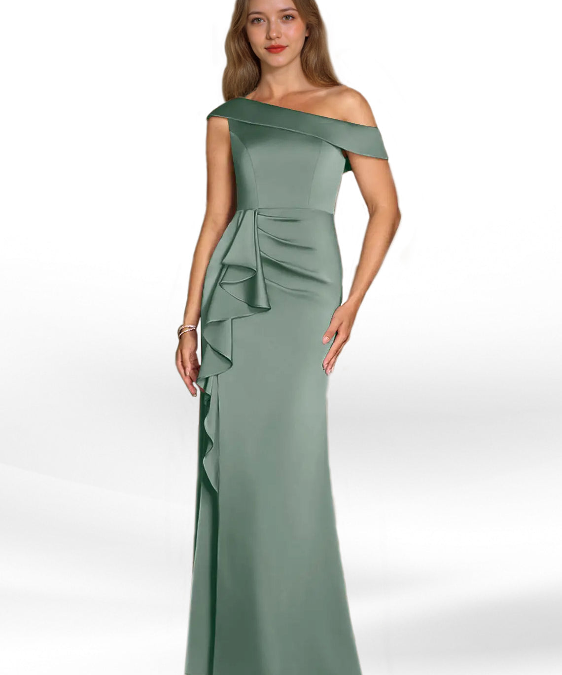 Augday Hamptons A-Line Pleated Stretch Satin Dress