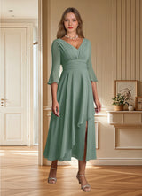 Augday Aerynne A-Line Pleated Chiffon Dress