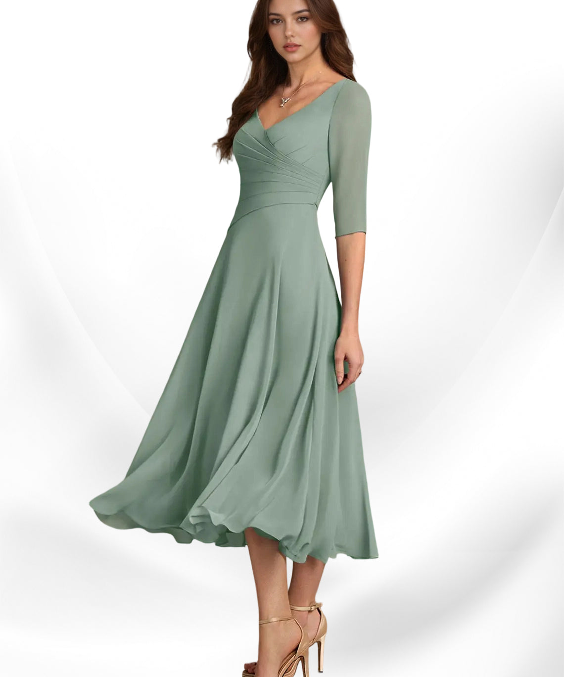 Augay Durant A-Line Pleated Chiffon Dress
