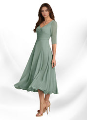 Augay Durant A-Line Pleated Chiffon Dress