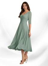 Augay Durant A-Line Pleated Chiffon Dress