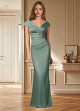 Augday Ludlow Mermaid Pleated Stretch Satin Dress
