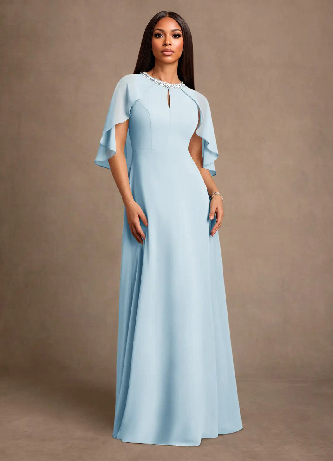 Augday Winnifred A-Line Beaded Chiffon Dress