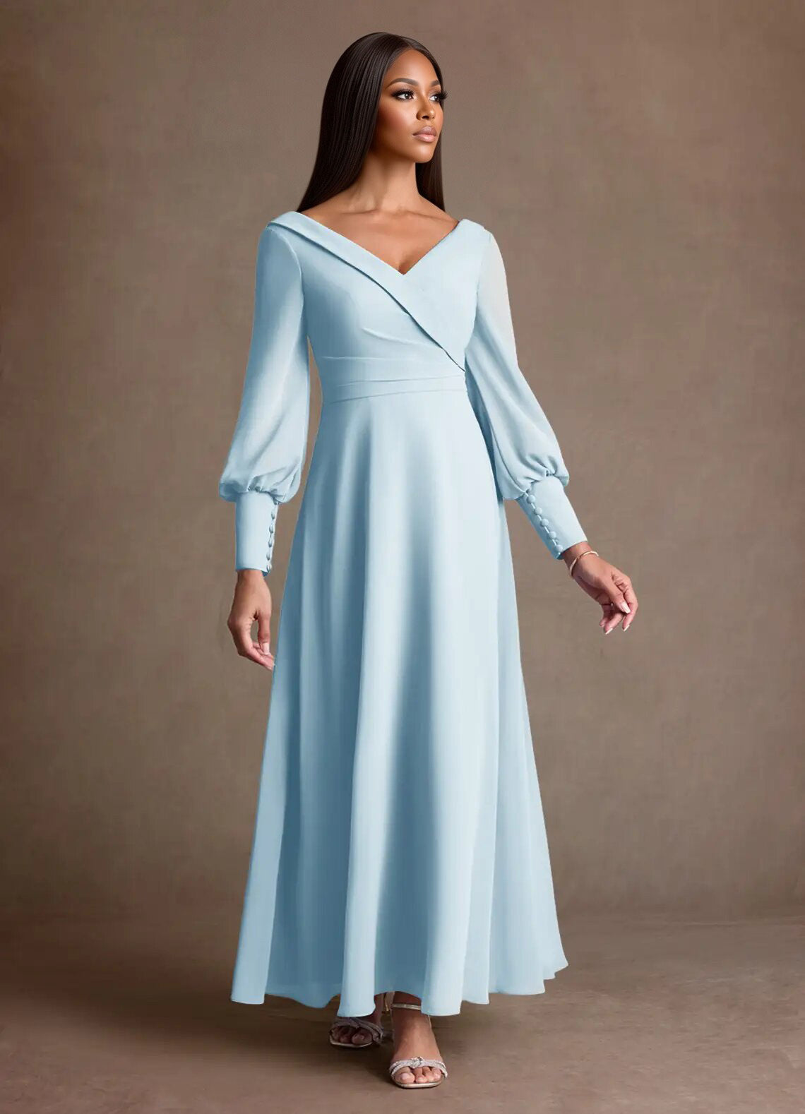 Augday Paterson A-Line Pleated Chiffon Dress