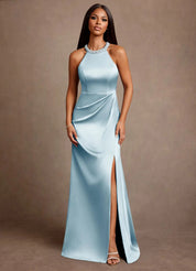 Augday Lawrence A-Line Pleated Stretch Satin Dress