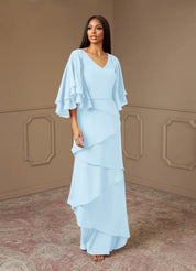 Augday OHara A-Line V-Neck Chiffon Dress