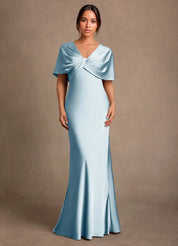 Augday Dosia Sheath Pleated Stretch Satin Dress