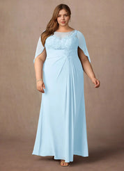 Augday Hera Mother of the Bride Dresses A-Line Lace Capelet Chiffon Dress Plus Size