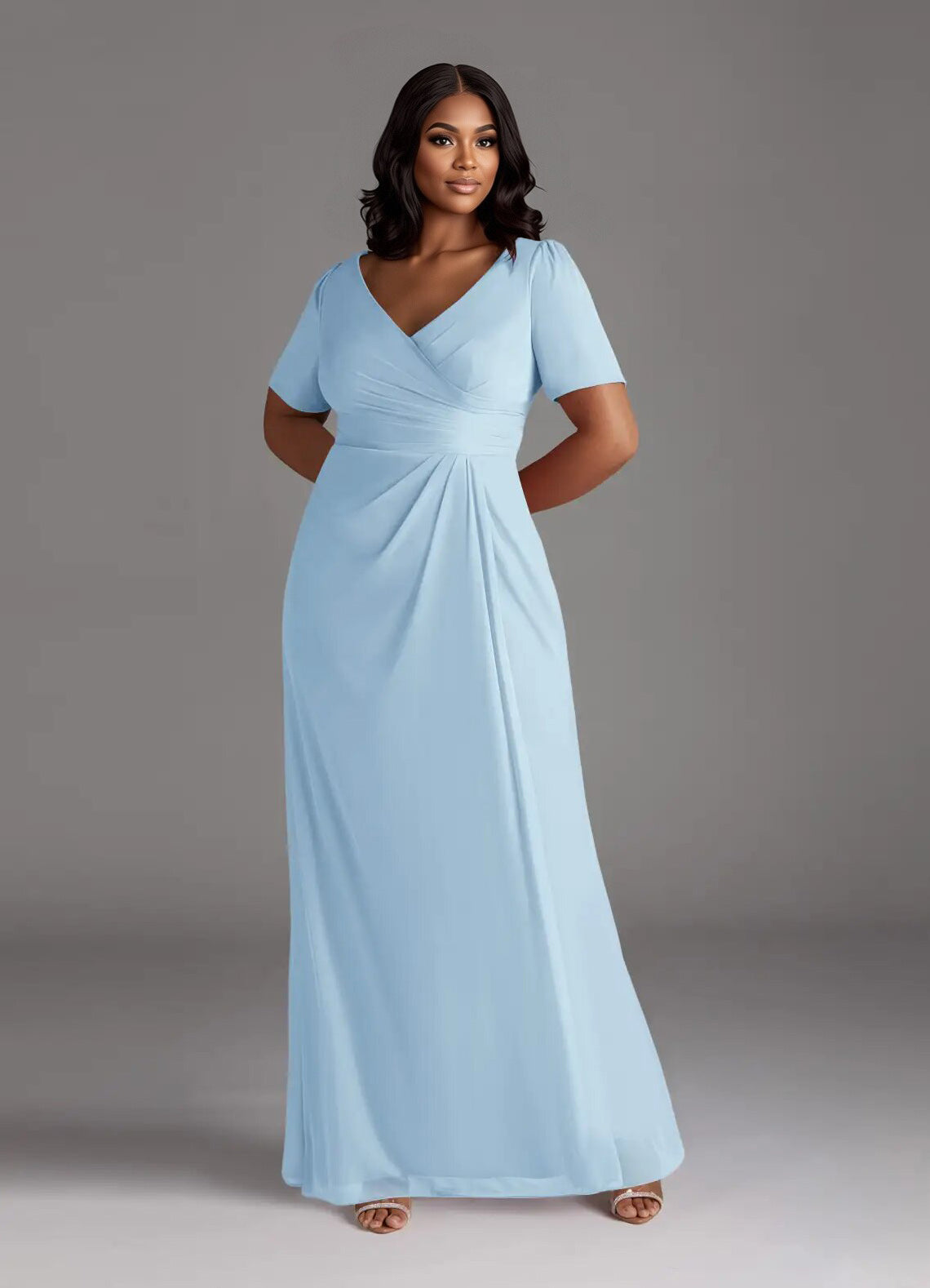 Augday Bessie A-Line Pleated Mesh Dress Plus Size