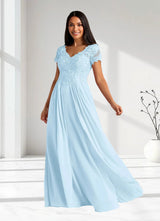 Augday Dunja A-Line V-Neck Lace Chiffon Dress
