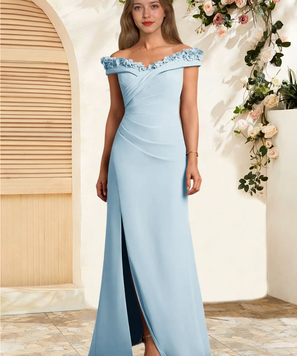 Augday Jettie Sheath Pleated Chiffon Dress