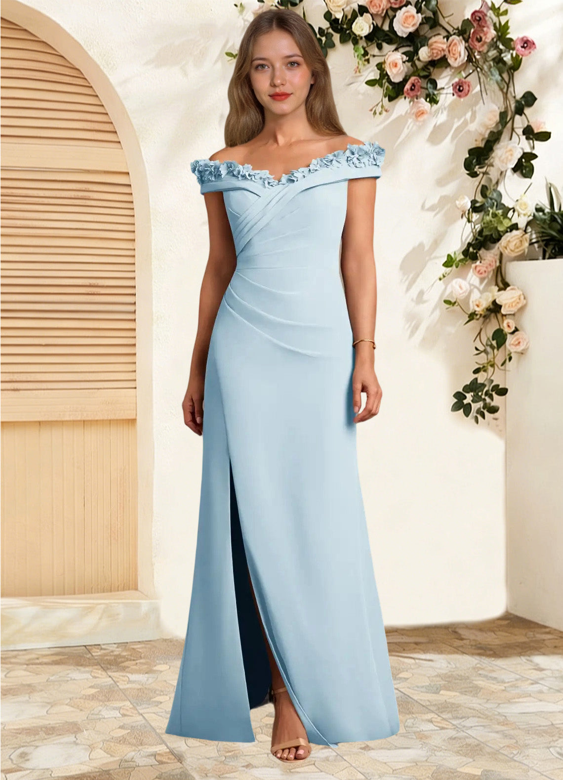 Augday Jettie Sheath Pleated Chiffon Dress