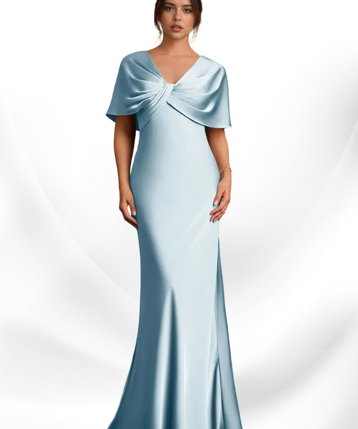 Augday Dosia Sheath Pleated Stretch Satin Dress