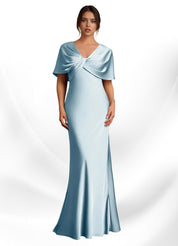 Augday Dosia Sheath Pleated Stretch Satin Dress