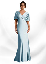 Augday Dosia Sheath Pleated Stretch Satin Dress