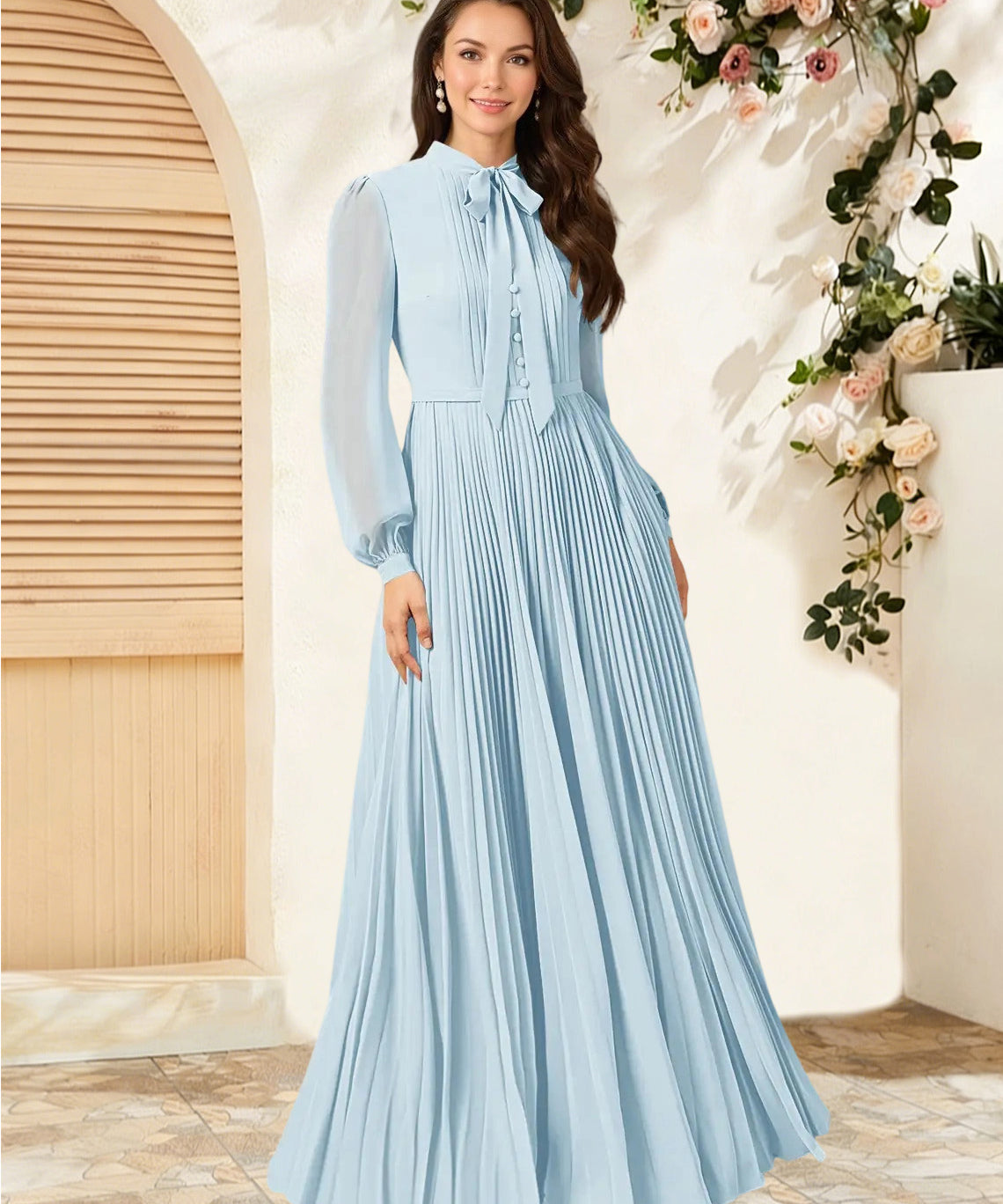 Augday Adellah A-Line Pleated Chiffon Dress