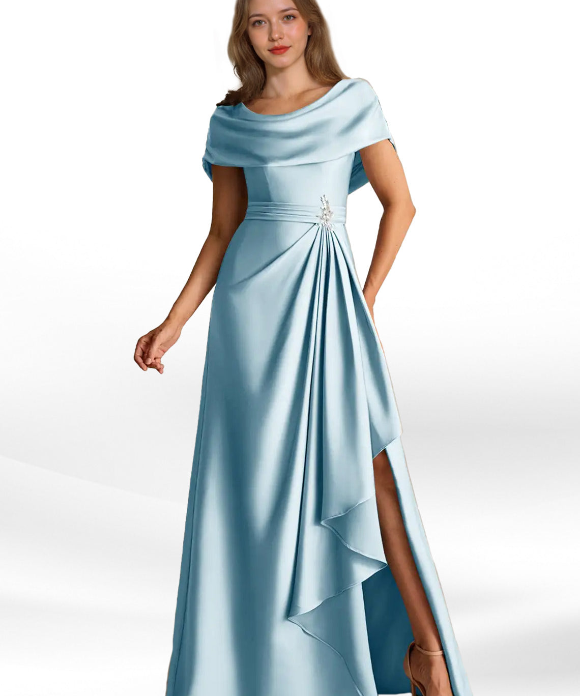Augday Branford A-Line Pleated Stretch Satin Dress