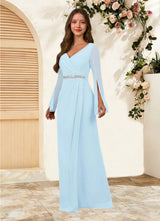 Augday Belinda A-Line V-Neck Pleated Chiffon Dress