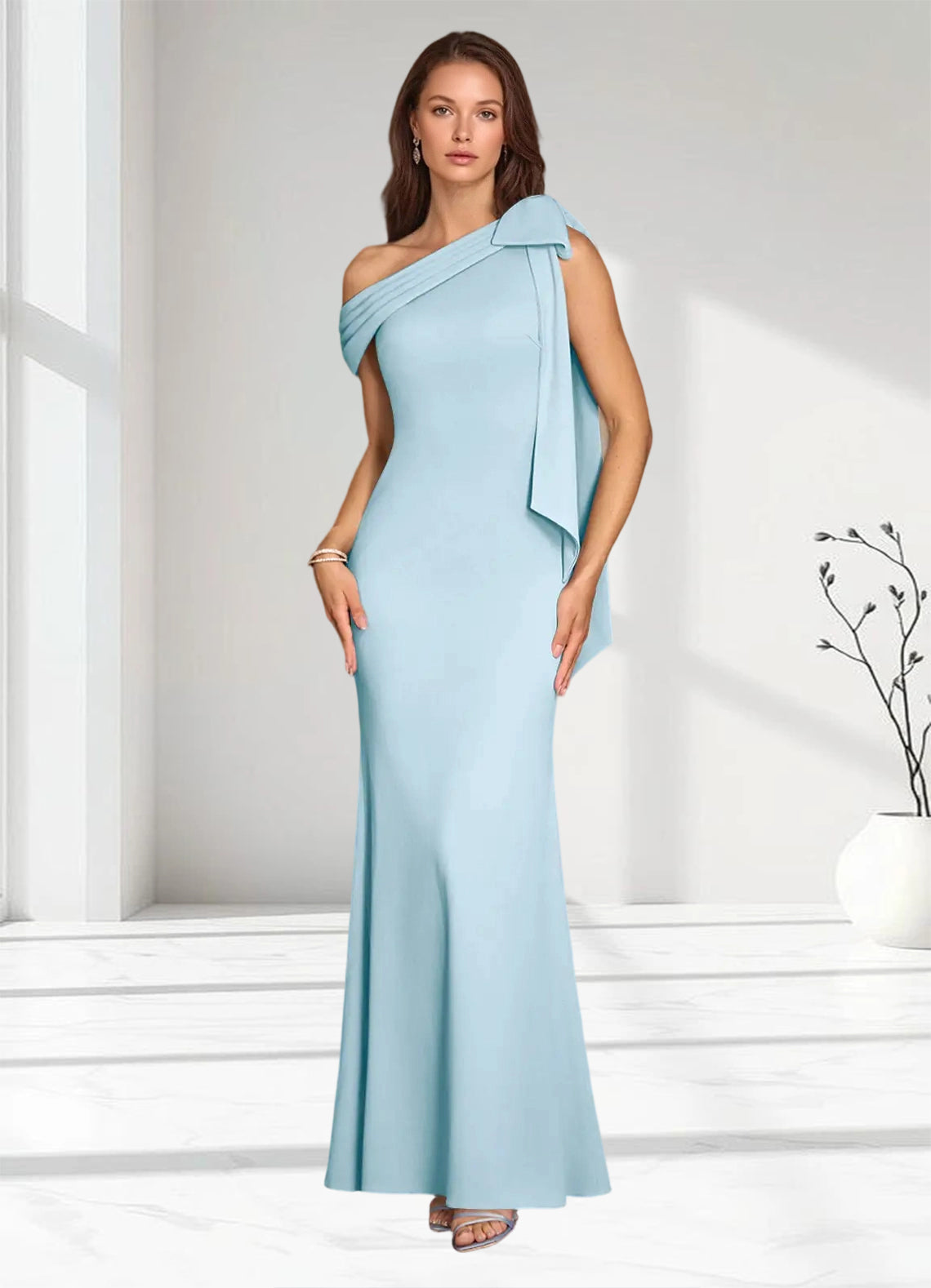 Augday Myers Mermaid Pleated Stretch Crepe Dress