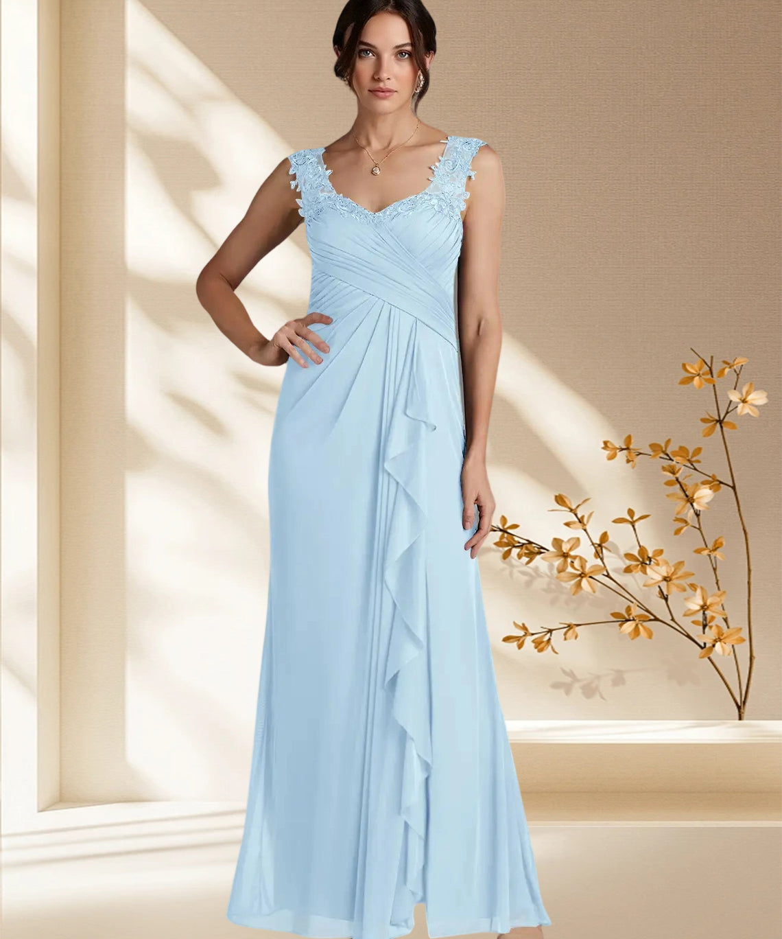 Augday Edelin A-Line Sweetheart Neckline Pleated Mesh Dress