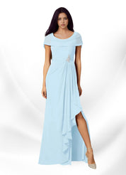 Augday Mary A-Line Side Slit Chiffon Dress