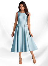 Augday Fulton A-Line Pleated Stretch Satin Dress