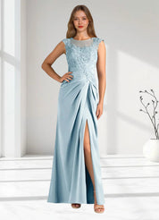 Augday Santa Barbara Sheath Pleated Stretch Satin Dress