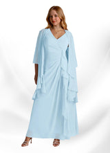 Augday Manuella A-Line V-Neck Pleated Chiffon Dress
