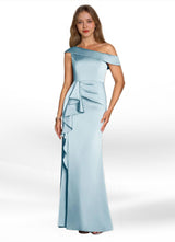 Augday Hamptons A-Line Pleated Stretch Satin Dress