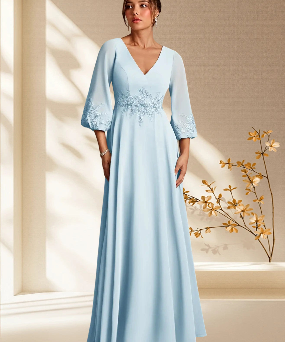 Augday Yorba A-Line Lace Chiffon Dress