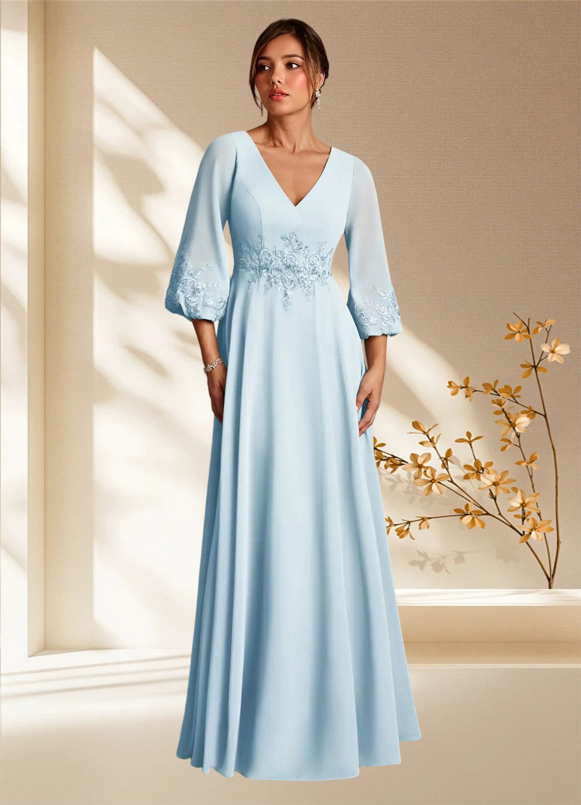 Augday Yorba A-Line Lace Chiffon Dress