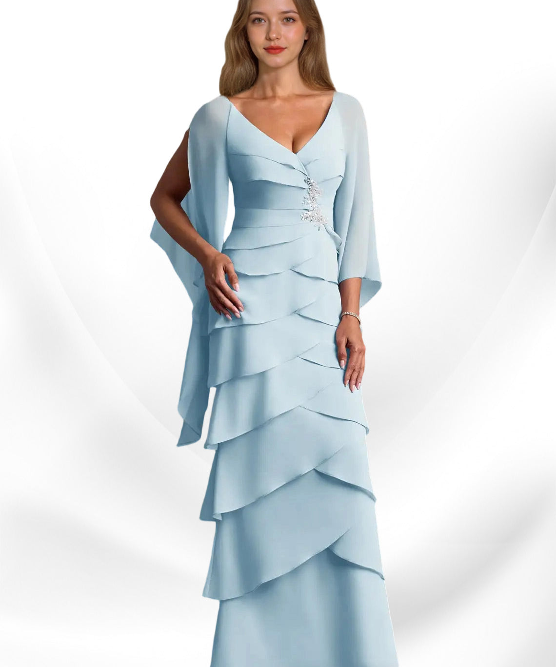 Augday Arabinda Sheath Ruched Chiffon Dress