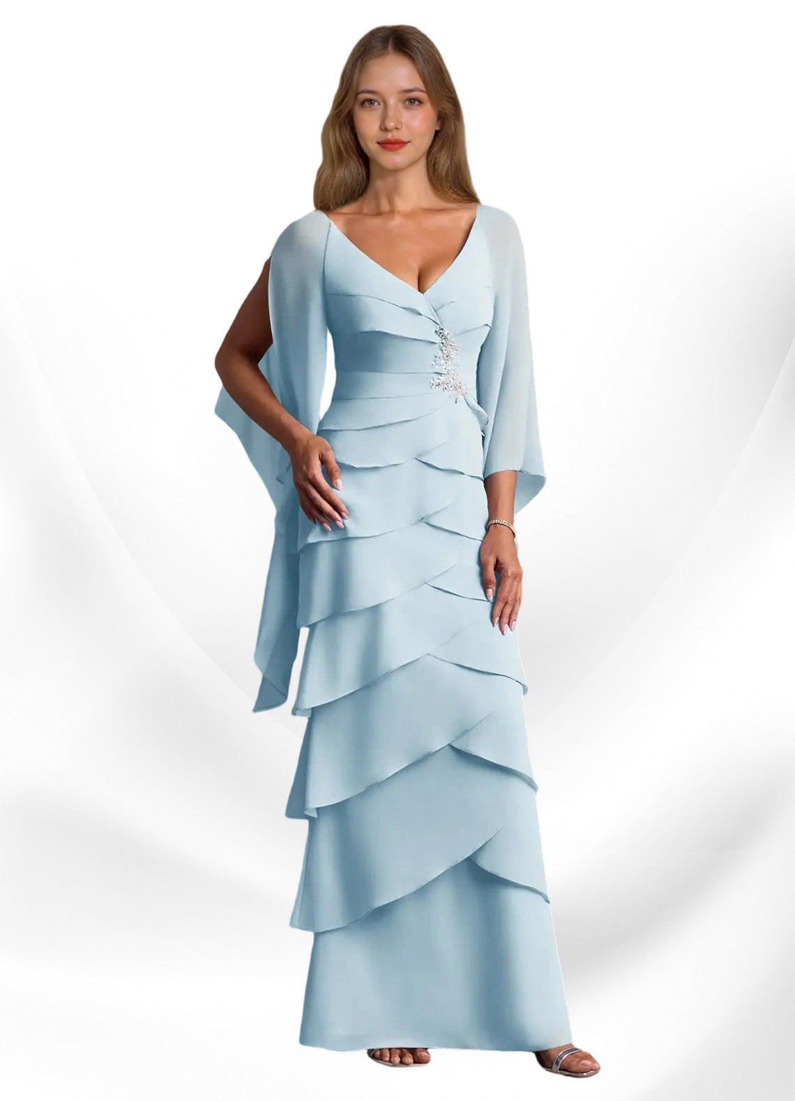 Augday Arabinda Sheath Ruched Chiffon Dress