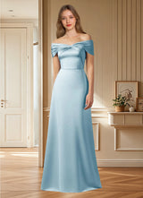 Augday Amelia A-Line Off the Shoulder Stretch Satin Dress