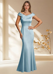Augday Aberdeen Sheath Pleated Stretch Satin Dress