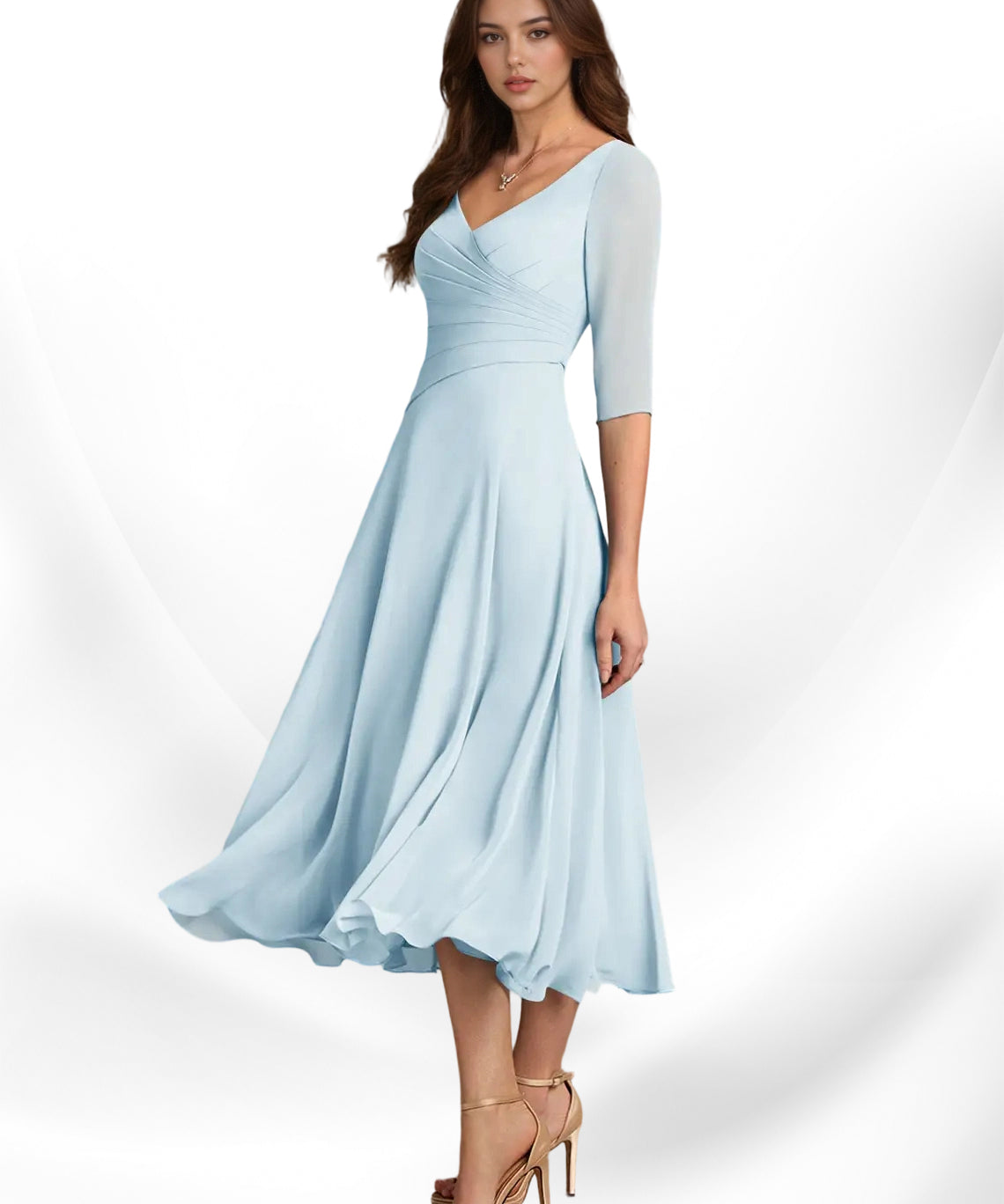Augay Durant A-Line Pleated Chiffon Dress